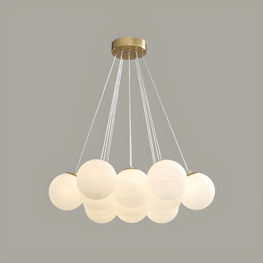 Adjustable White Glass Cluster Sphere Chandelier Modern Elegant