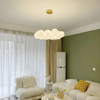Adjustable White Glass Cluster Sphere Chandelier Modern Elegant