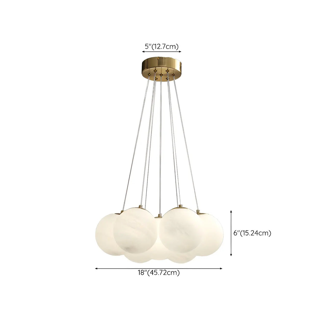 Adjustable White Glass Cluster Sphere Chandelier Modern Elegant