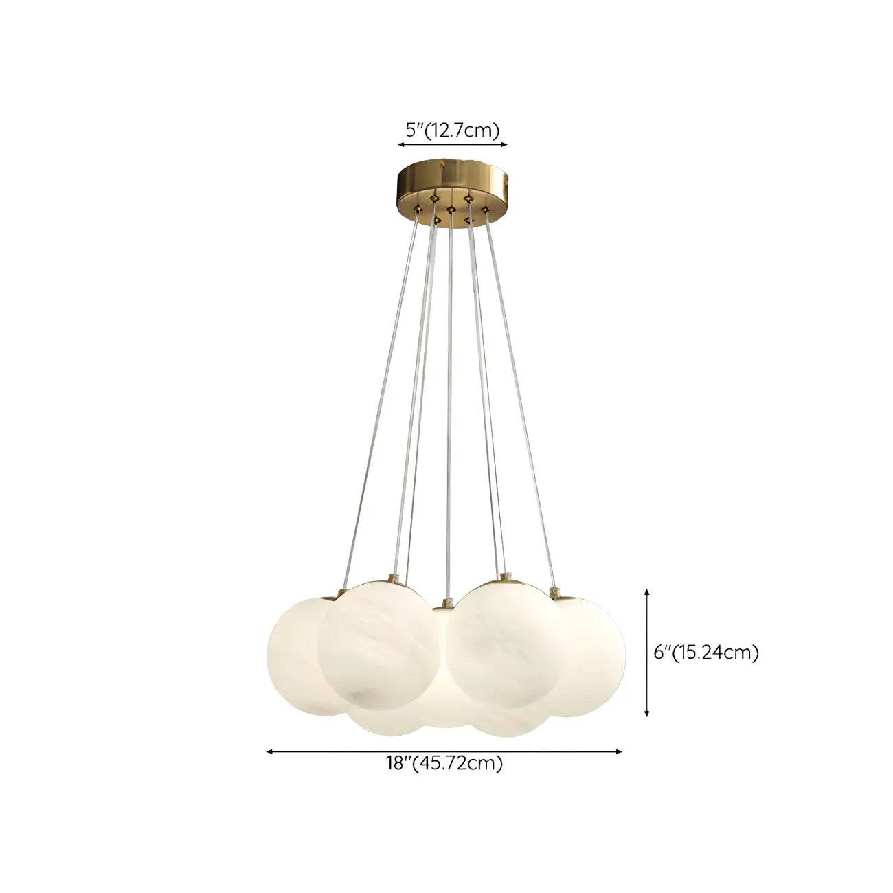 Adjustable White Glass Cluster Sphere Chandelier Modern Elegant