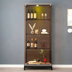 4-Tier Gold Glass Shelf Open Storage Curio Cabinet
