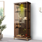 4-Tier Gold Glass Shelf Open Storage Curio Cabinet