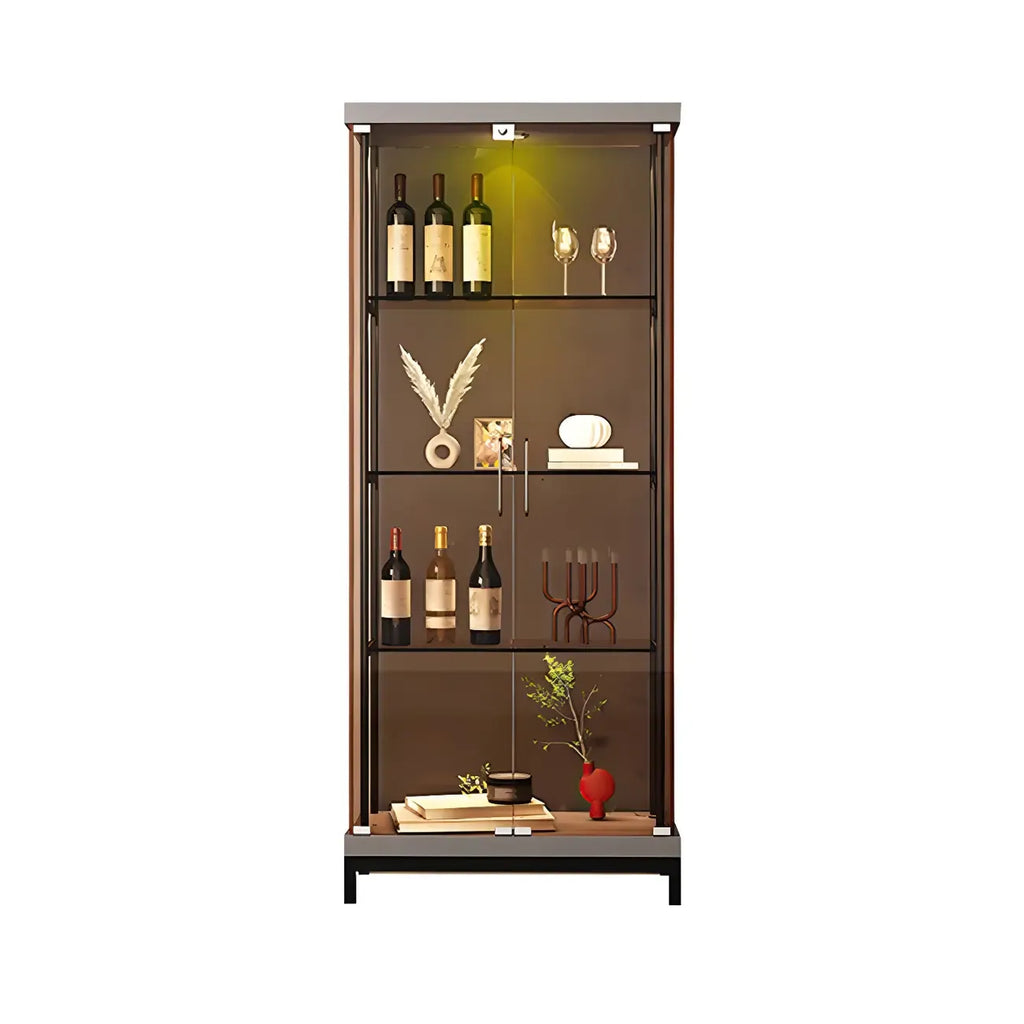 4-Tier Gold Glass Shelf Open Storage Curio Cabinet