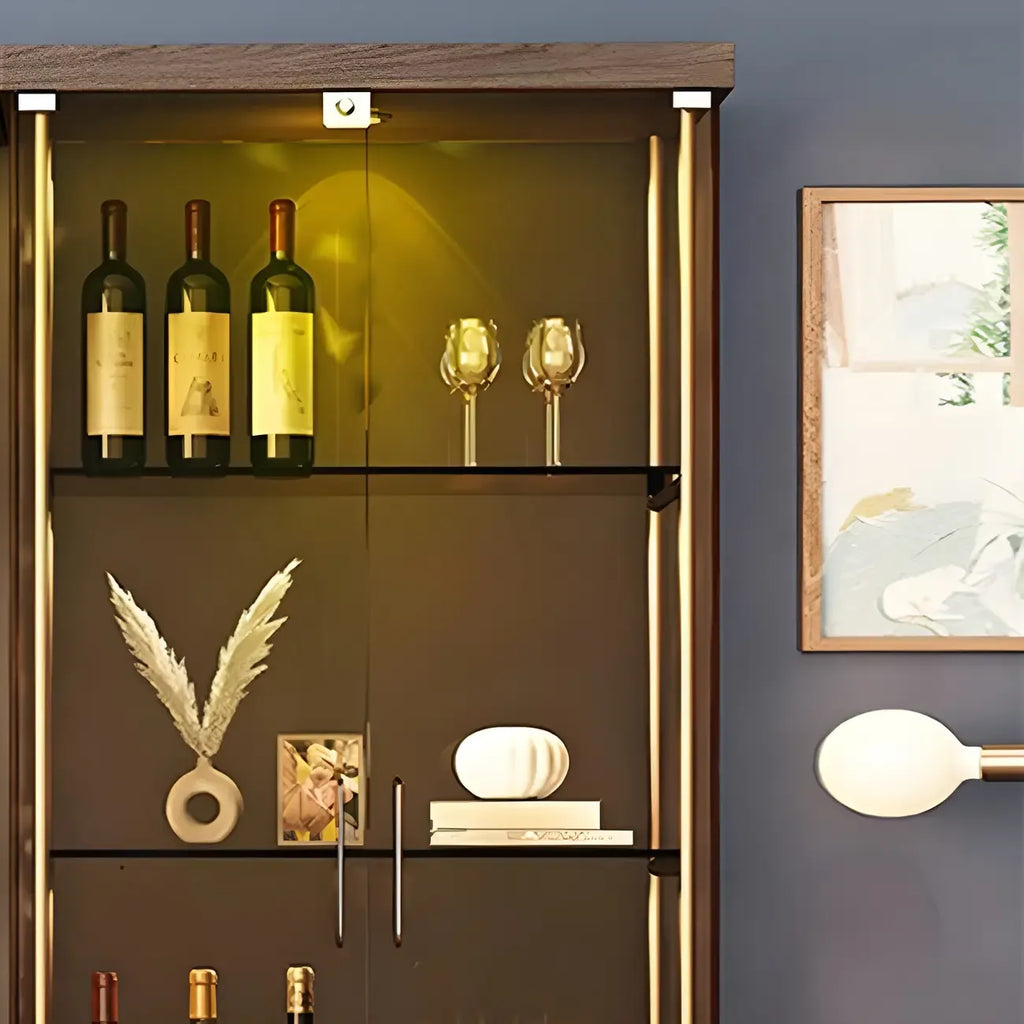 4-Tier Gold Glass Shelf Open Storage Curio Cabinet