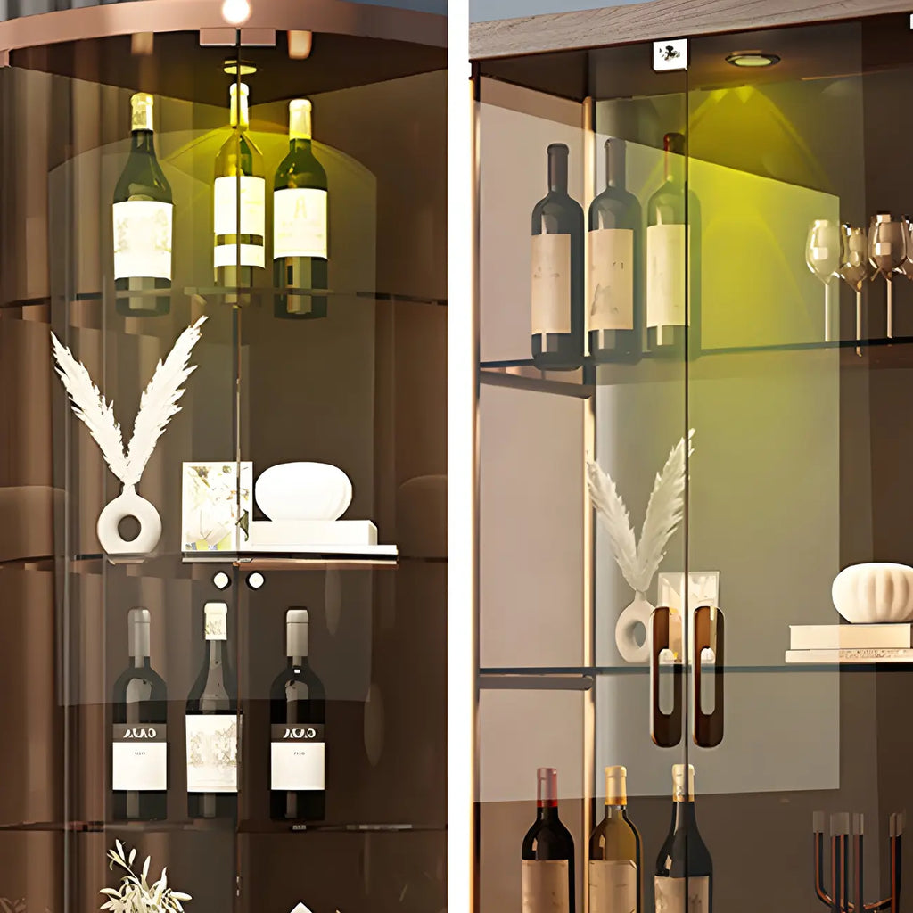 4-Tier Gold Glass Shelf Open Storage Curio Cabinet