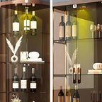 4-Tier Gold Glass Shelf Open Storage Curio Cabinet