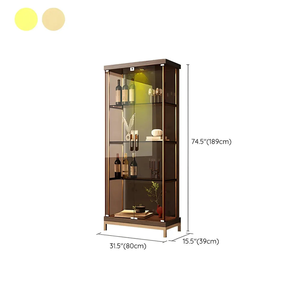 4-Tier Gold Glass Shelf Open Storage Curio Cabinet