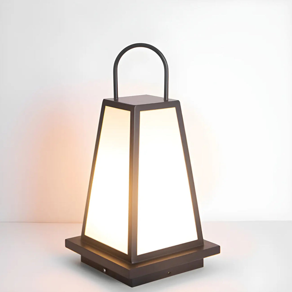 Black Metal Conical Post Cap Light with Handle