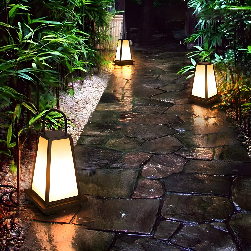 Black Metal Conical Post Cap Light with Handle