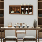 Brown Wood Floating Open Storage China Cabinet