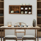 Brown Wood Floating Open Storage China Cabinet
