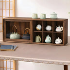 Brown Wood Floating Open Storage China Cabinet