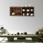 Brown Wood Floating Open Storage China Cabinet