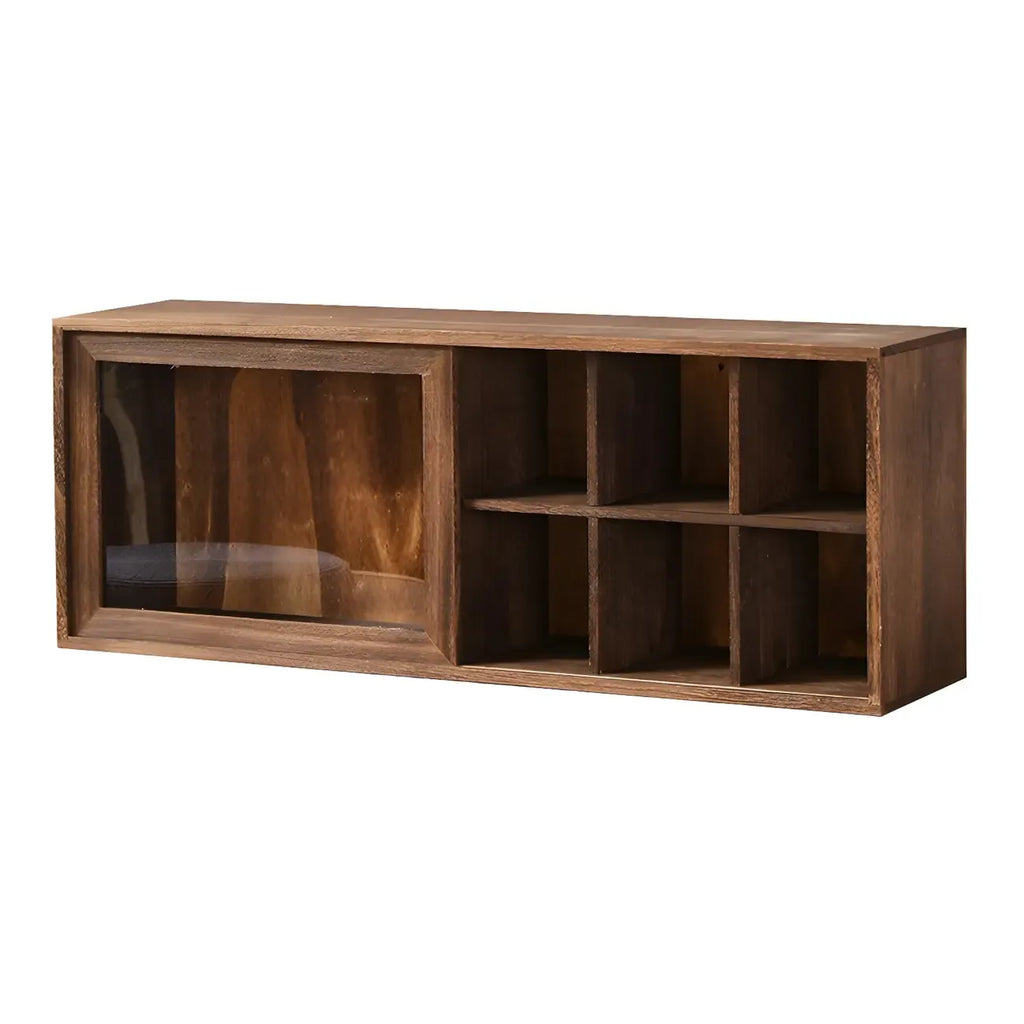 Brown Wood Floating Open Storage China Cabinet