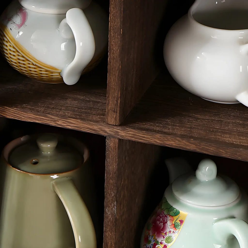 Brown Wood Floating Open Storage China Cabinet