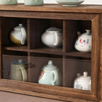 Brown Wood Floating Open Storage China Cabinet
