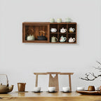 Brown Wood Floating Open Storage China Cabinet