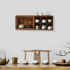 Brown Wood Floating Open Storage China Cabinet