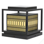 Black Metal Rectangle Solar Warm Light Outdoor Post Lights
