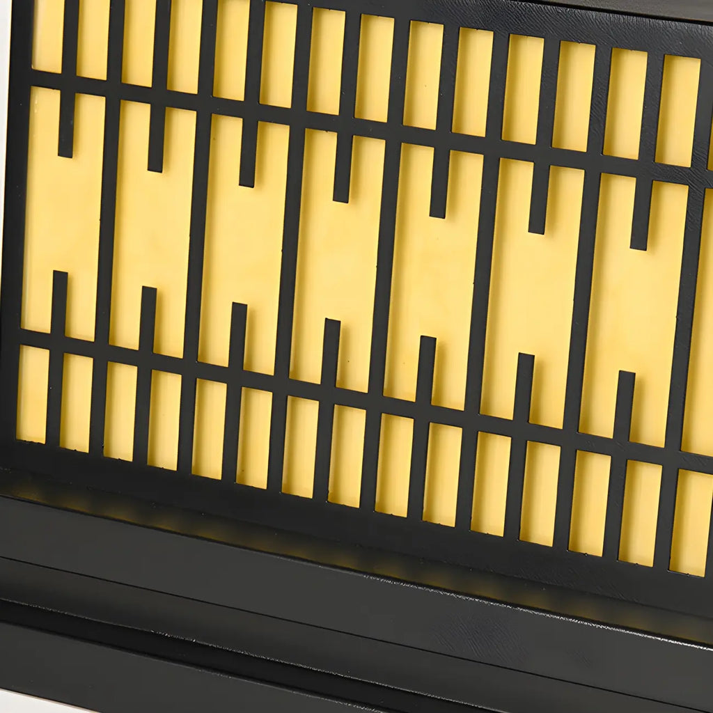 Black Metal Rectangle Solar Warm Light Outdoor Post Lights