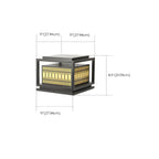 Black Metal Rectangle Solar Warm Light Outdoor Post Lights
