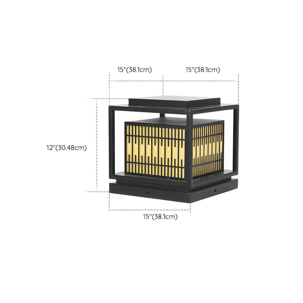 Black Metal Rectangle Solar Warm Light Outdoor Post Lights