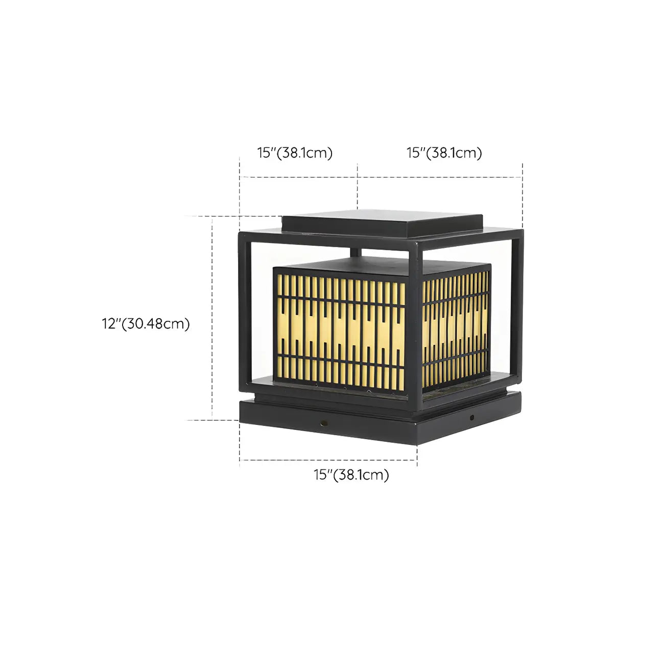 Black Metal Rectangle Solar Warm Light Outdoor Post Lights