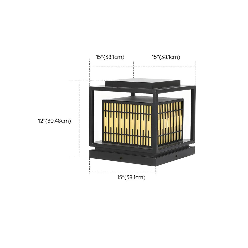 Black Metal Rectangle Solar Warm Light Outdoor Post Lights