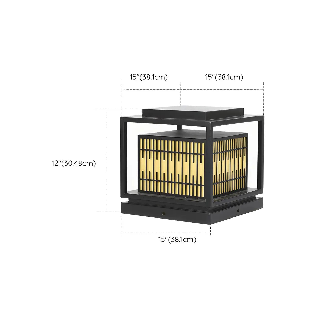 Black Metal Rectangle Solar Warm Light Outdoor Post Lights