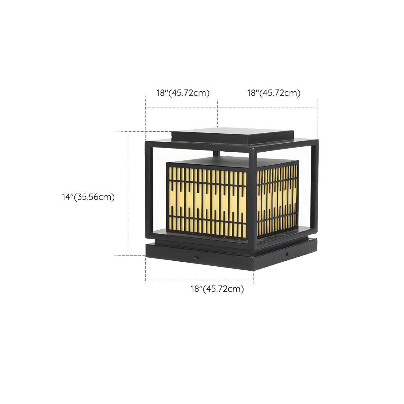 Black Metal Rectangle Solar Warm Light Outdoor Post Lights