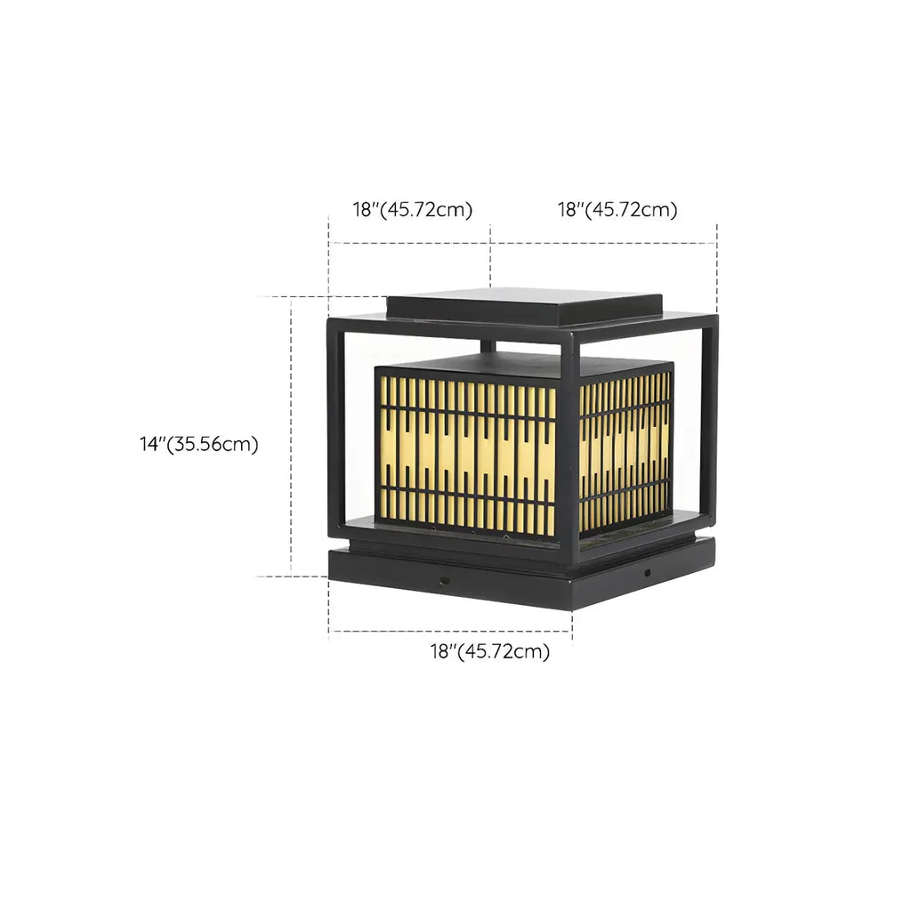 Black Metal Rectangle Solar Warm Light Outdoor Post Lights