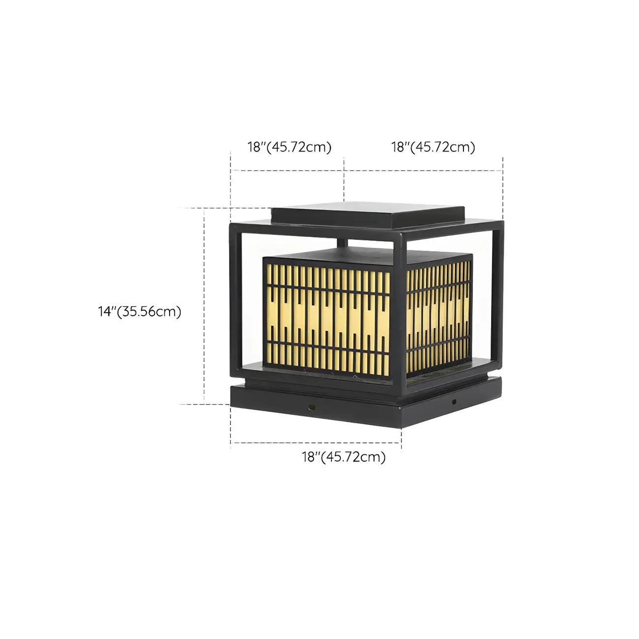 Black Metal Rectangle Solar Warm Light Outdoor Post Lights