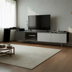 71 Black Stone Side Extension Storage TV Stand with Drawers