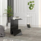 Abstract Acrylic C-shaped End Table in Black/Clear