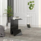 Abstract Acrylic C-shaped End Table in Black/Clear
