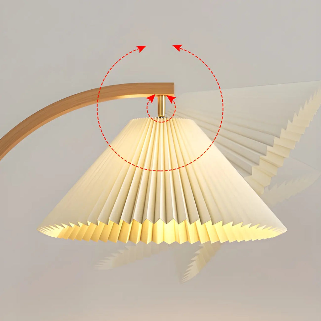 Modern Arched Floor Lamp with Adjustable Pleated Shade