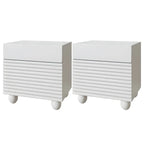 Narrow Cubic 2-Drawer Wood Small Bedside Table