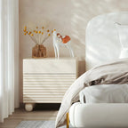 Narrow Cubic 2-Drawer Wood Small Bedside Table