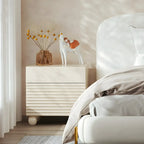 Narrow Cubic 2-Drawer Wood Small Bedside Table