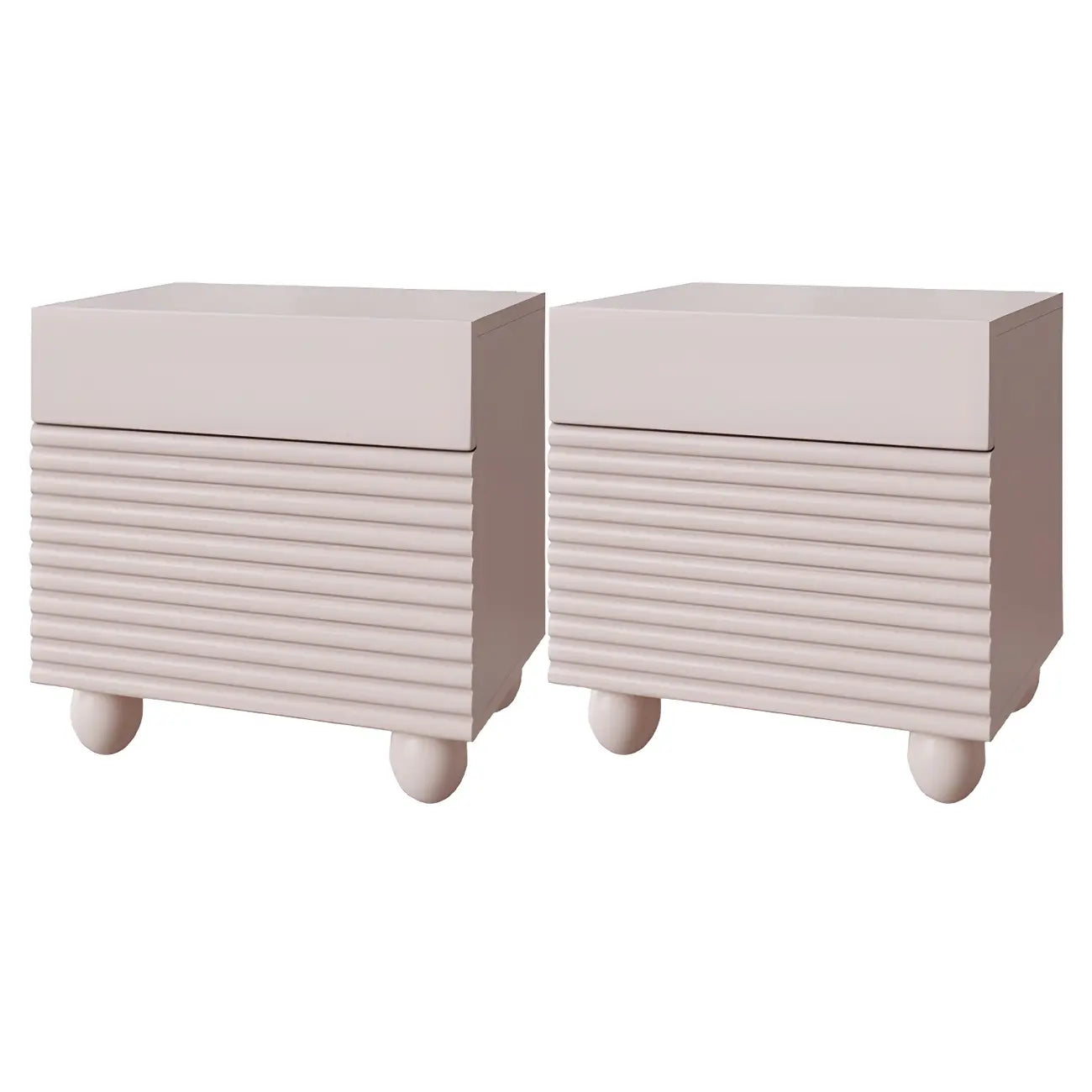 Narrow Cubic 2-Drawer Wood Small Bedside Table