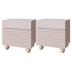 Narrow Cubic 2-Drawer Wood Small Bedside Table