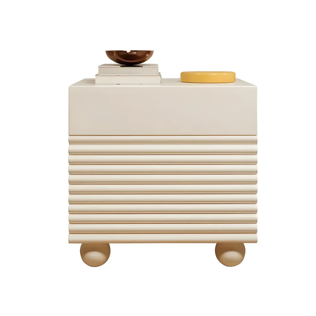 Narrow Cubic 2-Drawer Wood Small Bedside Table