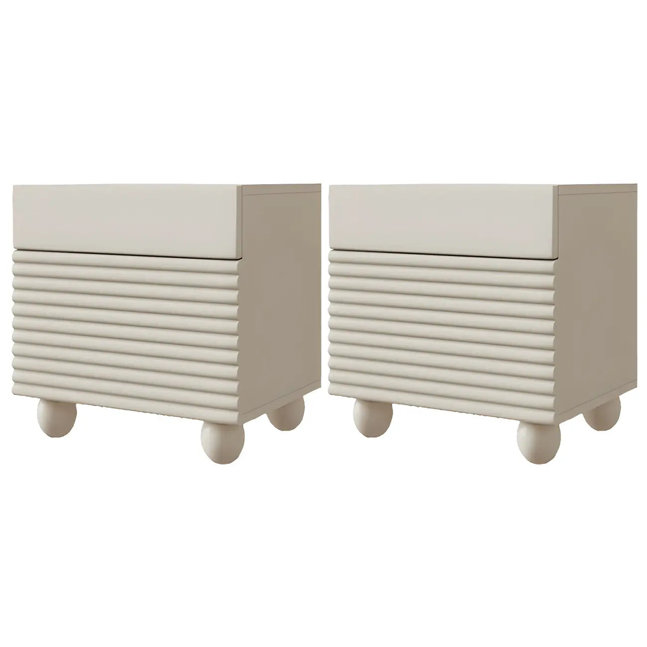 Narrow Cubic 2-Drawer Wood Small Bedside Table