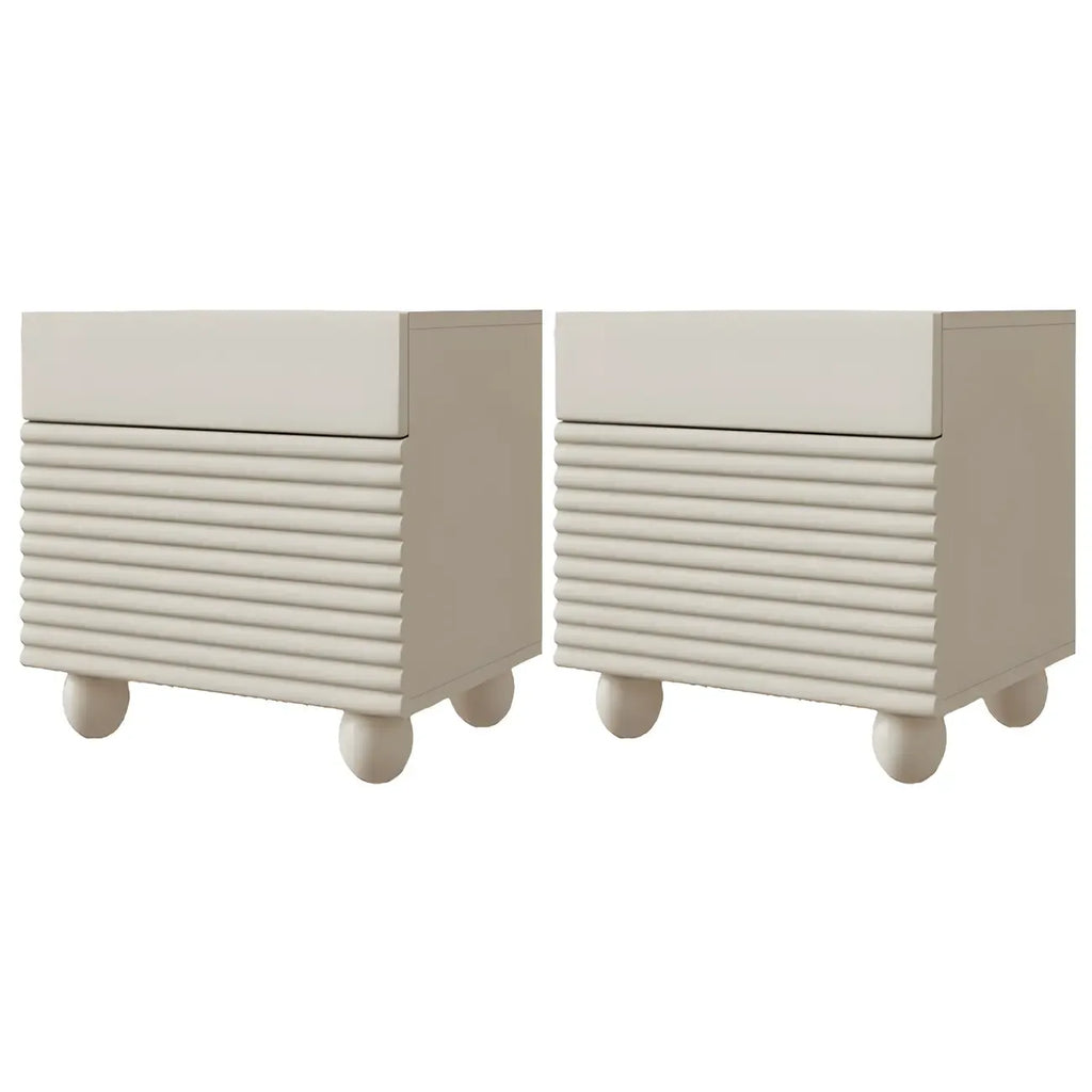 Narrow Cubic 2-Drawer Wood Small Bedside Table