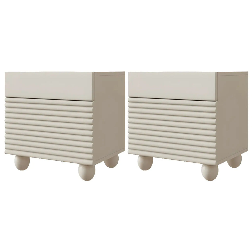 Narrow Cubic 2-Drawer Wood Small Bedside Table