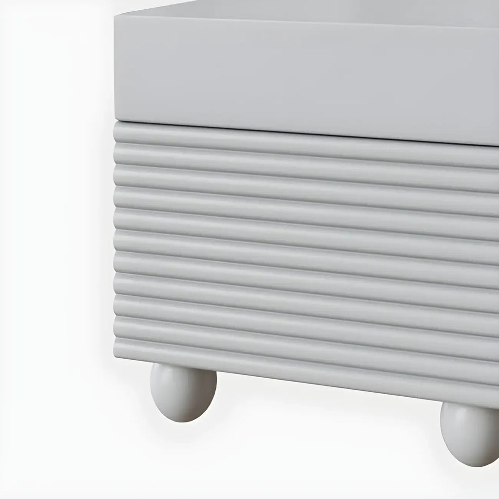 Narrow Cubic 2-Drawer Wood Small Bedside Table