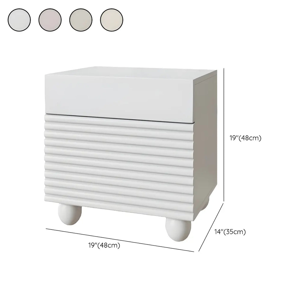 Narrow Cubic 2-Drawer Wood Small Bedside Table