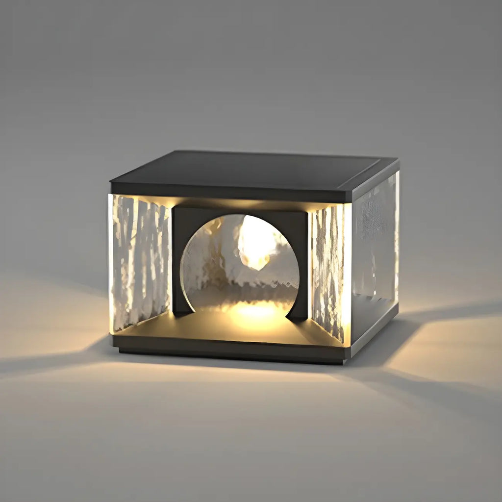 Black Metal Clear Glass Square Wired Post Cap Light