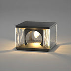 Black Metal Clear Glass Square Wired Post Cap Light