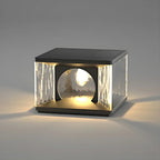 Black Metal Clear Glass Square Wired Post Cap Light